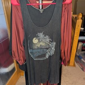 Torrid 4 Gray Distressed Graphic Ribbed Tank Top